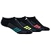 adidas Women's Superlite Stripe No Show Socks (3-Pair), Black/Graphite/EQT Green/Semi Solar Slime/Shock Red, Medium