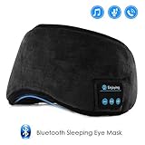 Bluetooth Sleeping Eye Mask Wireless Headphone, WALLFIRE Adjustable Music Bluetooth Sleep Earphones Headsets, Built-in 4.2 Speakers Microphone Handsfree fit for Air Travel and Sleeping (Black)