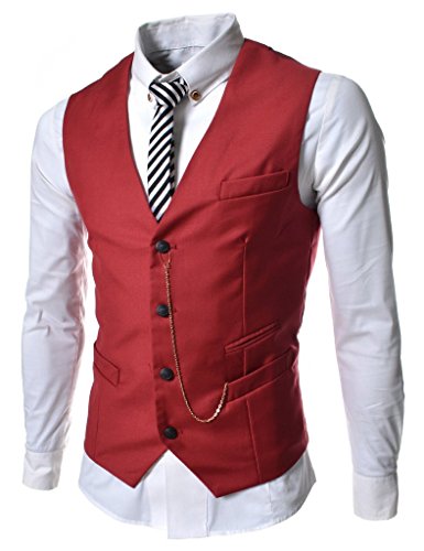 Angcoco Men's Sleeveless Chain Point Casual Slim Fit Blazer Suit Vest Waistcoat