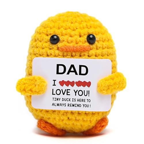 Gifts for Father Day Dad from Daughter Son,Handmade Crochet Mini Birthday Gift for Daddy Papa, Funny Gifts for Birthday Father‘s Day Cute Decor, I Love You Dad‘s Emotional Small Present (Dad-duck)