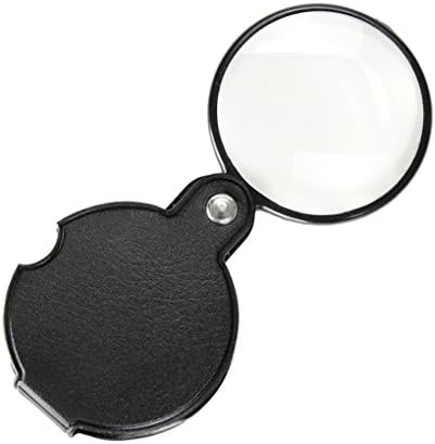 60mm Diameter Pocket Size 10X Magnifying Glass Lens Portable Magnifier Jewelry Loupe for Reading Small Print Low Vision with Scratch -Resistant Dust Proof PU Leather Case