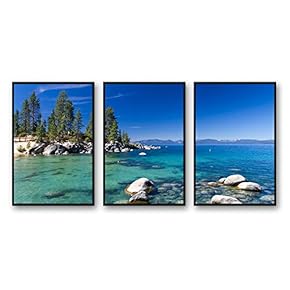 Framed for Living Room Bedroom Lake Tahoe for x3 Panels