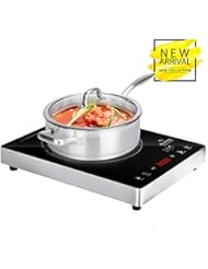 Duxtop E200A High End Full Glass Portable Touch Sensor Induction Cooktop Countertop Burner Stainless Steel 1800W, Black