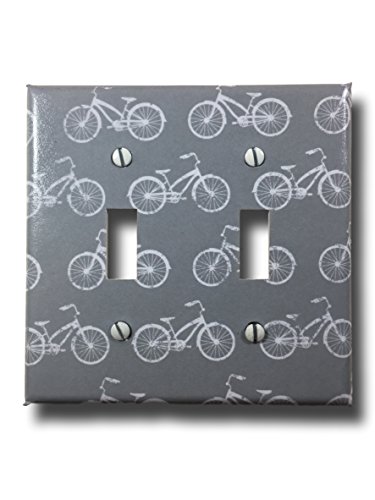 Gray Vintage Bicycle Double Toggle Light Switch Cover Wall Plate