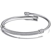 Rockyu Bangle Bracelets for Women Bracelet Stainless Steel Silver Gold Ping Gold Adjustable Size Free Bracelet Wire Metallic Elegant Accessory Silver Stainless Steel