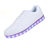 SAGUARO® Unisex 8 Colors USB Carga LED Luz Luminosas Flash Zapatos Zapatillas de Deporte Para Hombres Mujeres Blanco
