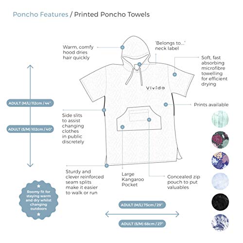 Vivida Lifestyle - Originele poncho met capuchon en droge veranderende badjas - badjas met sneldrogende stof, grote zak… - Image 8