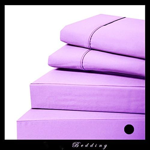 Luxurious 100% Egyptian Cotton 600TC Cal-King Size Attached Waterbed Sheet Set Solid Lavender
