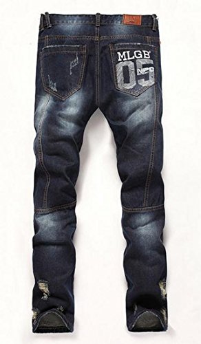 Free Shipping Nq Men S Broken Hole Splicing Slim Denim Casual