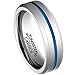 HSG Tungsten Carbide Rings for Men Wedding Band 6mm Central Blue Line