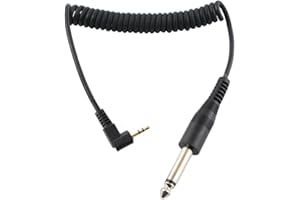 Keabroir 2.5mm to 6.35mm 1/4"" Flash Sync Cable Cord Camera Strobe Lighting Speedlight Trigger Connect Spring Coiled Wire for
