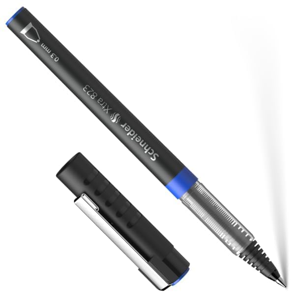 Schneider Schreibgeräte Xtra 823 Rollerball Pen Stainless Steel Conical Tip 0.3 Carbon Look Blue