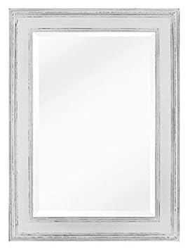 Weißer Shabby Chic Spiegel – Massivholz – Handgefertigt – Landhausstil – Groß – 90x60 cm - Vintage Weiß