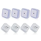 MIJOYEE（8 pcs）Night light Plug in LED Wall LED light with Smart Sensor ON/OFF Automatically. (White 0.5 W)