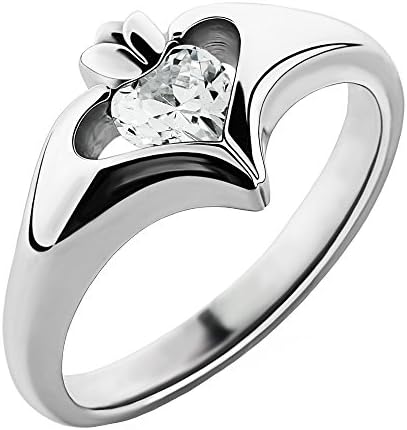 Sterling Silver White CZ ULS-16434CZ Ladies Modern Claddagh Ring