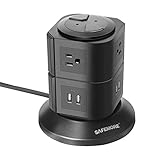 SAFEMORE Power Strip Surge Protector 6 Outlet and 4 USB 4.2A Desktop Charging Station Smart Plug with 6.5 Feet Long Power Extension Cord Multi Function Charger Tower Socket for Home/Office/School