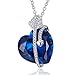 Caperci Silver Cupid's Arrow Heart Blue Sapphire Pendant Necklace for Women, 18