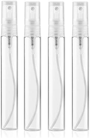 12PCS 10ML 0.3OZ Mini Portable Transparent Empty Glass Spray Bottles with Plastic Cap Fine Mist Tube Travel Jar Makeup Water Toner Perfume Dispenser Repellent Liquid Holder Atomizers Sample Vials