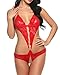 Womens Sexy Halter Teddies One Piece Lace Babydoll Lingerie Crotchless Bodysuit