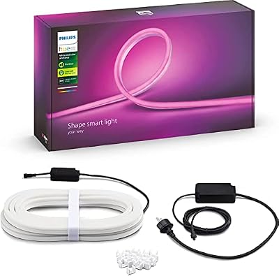 - Fita LED Exterior Inteligente de 5m e fonte de alimentação, 1650lm, controlo por aplicação ou Bluetooth, submersível (IP67), luz branca e luzes coloridas, compatível com Alexa e Google Home [classe de energia G]
