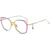 Firmoo Cat Eye Blue Light Blocking Glasses with Gemstone Pendant for Computer Reading Glasses for Women UV400 Protection