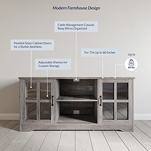 BELLEZE Modern Traditional TV Stand & Media Entertainment Center