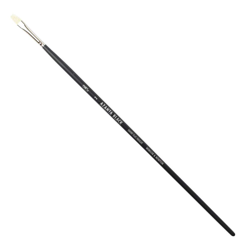 Winsor and Newton 5630002 Azanta Short Flat Brush, 2 Size, Black, Pack of 6