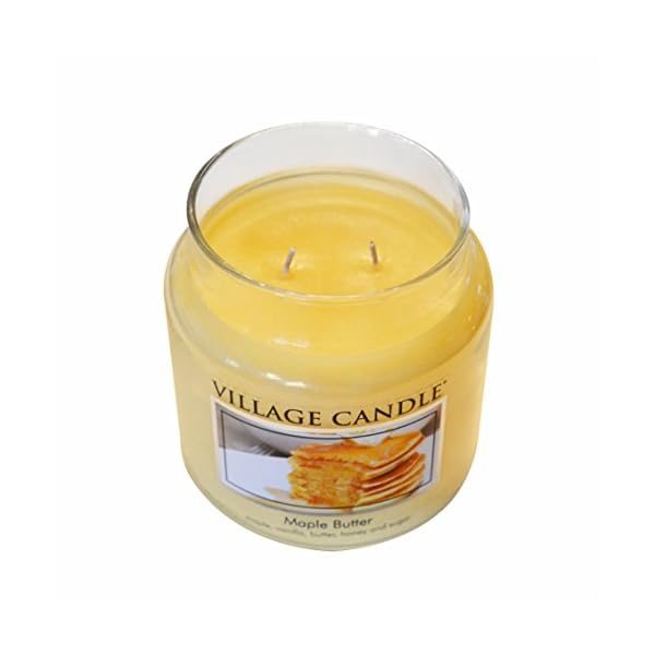 Village Candle Maple Butter Large Glass Apothecary Jar Scented Candle, 21.25 oz, Yellow The