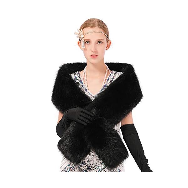 Dikoaina Women's Winter Fake Faux Fur Scarf Wrap Collar Shawl Shrug