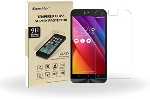 SuperMay ASUS ZenFone Selfie ZD551KL Tempered Glass Screen Protector 0.26mm Ultra Thin 9H Hardness 2.5D Round Edge with Lifetime Replacement Warranty