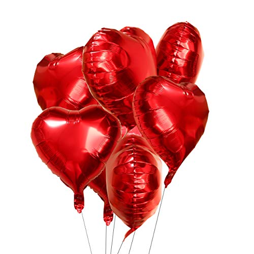 18 inch Red Heart Foil Mylar Valentines Party Balloons Wedding Anniversary Engagement Baby Shower Birthday Nursery Party Favors Balloons Decorations, 25pc