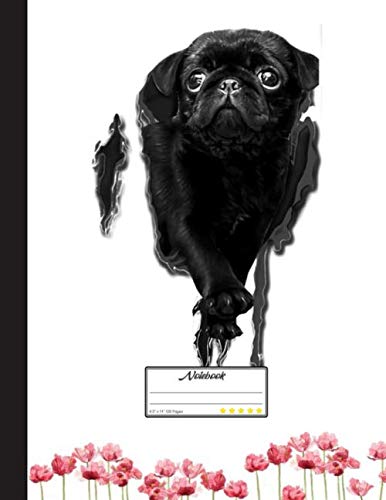 Funny Black Pug Notebook: Blank Lined Journal for Pug, Dog Lovers, Dog Mom, Dog Dad and Pet Owners | 8.5x11 with College Ruled Pages