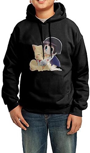 Gugure Kokkuri San Gugure Kokkuri San Cotton Casual Long Sleeve Drawstring Pullover Hoodsweatshirt Black For Teens