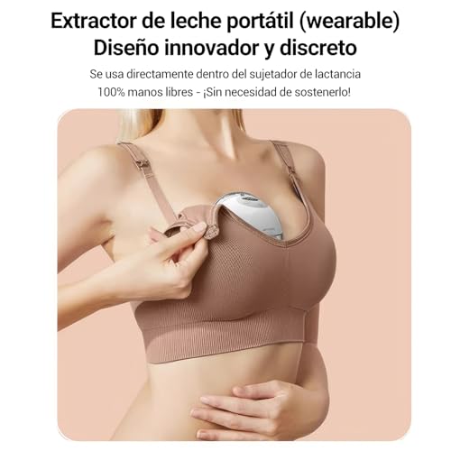 JESWO Extractor de Leche Electrico portatil, Extractor de Leche Manos Libres Recargable, 4 Modos y 9 Niveles, Pantalla LED, Ultra Silenciosa y Sin Dolor, con Flange de 27mm, 24mm, 21mm