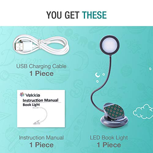 Vekkia Rechargeable 7 LED Book Light, Upgrade Clip on Reading Lights