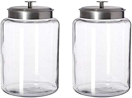 Amazon Com Anchor Hocking Montana Glass Jar With Airtight Lid Brushed Metal 2 5 Gallon 2 Unit Kitchen Dining