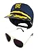 Yacht Boat Captain Hat Sailor and Aviator Sunglasses, Navy Blue Gold, One Size