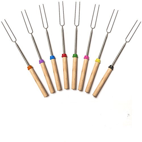 Marshmallow Roasting Sticks ,Marshmallow Sticks Kit Extending Roaster 32 Inch Set Of 8 Telescoping Stainless Steel. Smores Skewers & Hot Dog Forks Kids Camping Campfire Fire Pit Accessories.FREE Pouch
