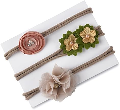 Baby Girl Newborn Headband Set Stretchy Soft Nylon Flower Hair Bands Accessories