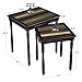 VASAGLE Nesting End Tables with Colorful Storage Tabletop, Pair of 2 Coffee Tables with Solid Wood Legs, Assembly Without Tools, Side Table for Living Room, Country Brown ULNT01GL