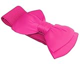 Aivtalk Solid Bow knot Women's Buckle Stretch Waist Belt Cinch, Deep Pink, Length: 23.62~31.50inch Width: 1.57inch