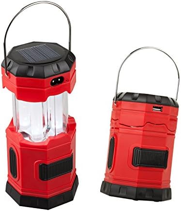 LED Solar USB Rechargeable 180 Lumens Waterproof Camping Lantern Portable Emergency with S Hook