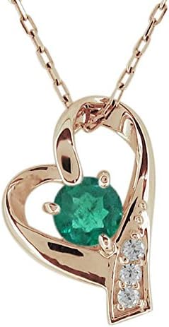 ネックレス エメラルド 5月誕生石 オープンハート レディース ピンクゴールド K18 18金
