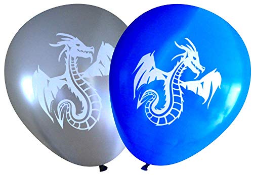 Nerdy Words Dragon Balloons (16 pcs) (Blue & Silver)