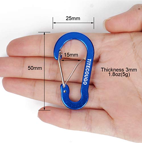 Carabiner Clip,Aluminum D-ring Locking Carabine Flat D-Shape Lock Snap Backpack Water Bottle Keychain Climbing Gear Accessories EDC Camping Tent Multi Function Tool Multiple Colors Dark Blue 10Q LZ18