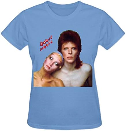 Abover David Bowie Pin Ups Plain T Shirts For Women Round Neck Blue