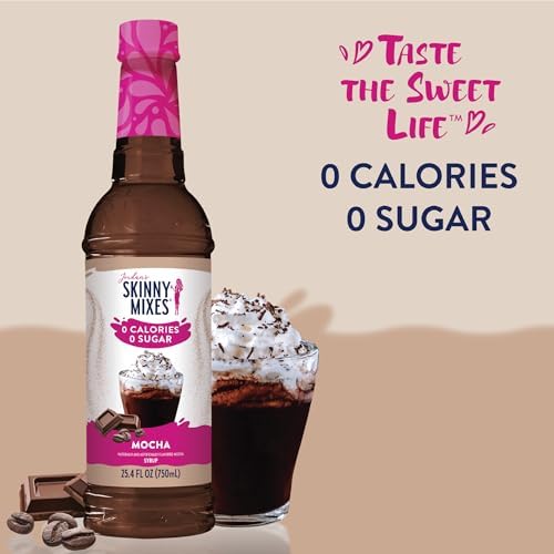 JORDAN’S SKINNY MIXES SUGAR FREE COFFEE SYRUP, MOCHA COFFEE FLAVORING SYRUP, ZERO CALORIE DRINK MIX, LATTES, BAKING, PROTEIN SHAKE OR COCKTAIL, DAIRY & GLUTEN FREE, KOSHER, 25.4 FL OZ, 2 PACK