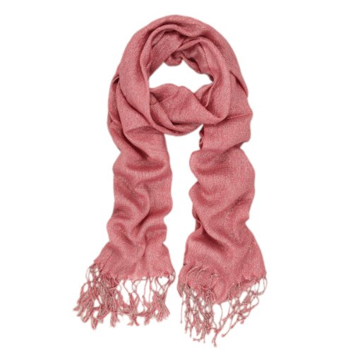 Solid Color Soft Viscose Stardust Scarf with Glitter Threads, Pink