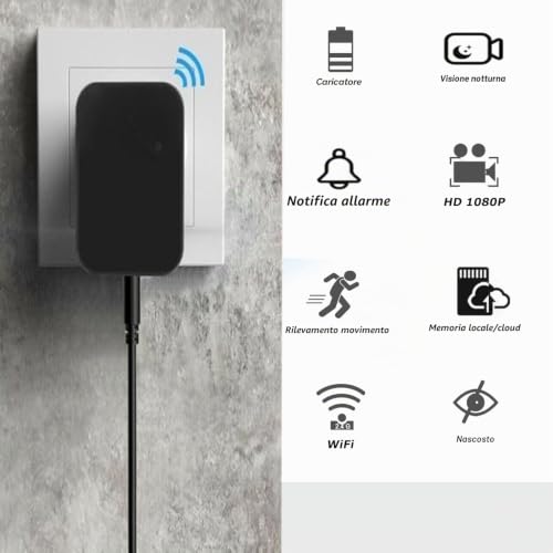 SHMIZZ Mini Hidden Spy Camera, Mini Camera, Espía Oculta Camuflada WiFi 1080P USB Cargador Interior Spy Camaras Surveillance with Motion Detection, Night Vision