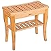 Ollieroo Bamboo Shower Bench Seat Wooden Spa Bench Stool with Storage Shelf, Bath Seat Bench Stool Bath & Shower Transfer Benches